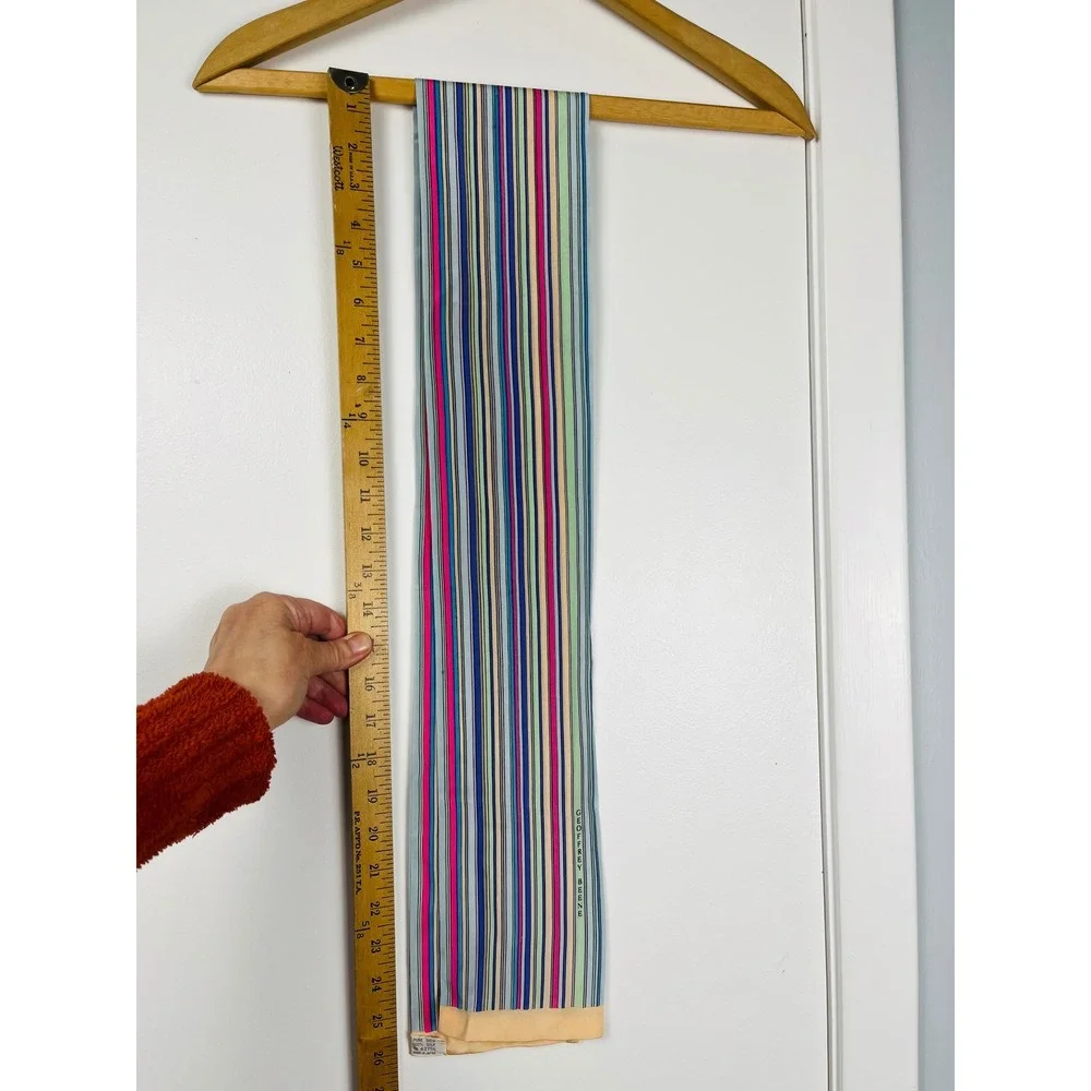 Geoffrey Beene Vintage Silk Scarf Multi Color Vertical Stripe Made in Japan Mens